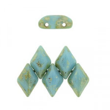 Matubo GemDuo Beads 8x5mm Blue turquoise - silver picasso